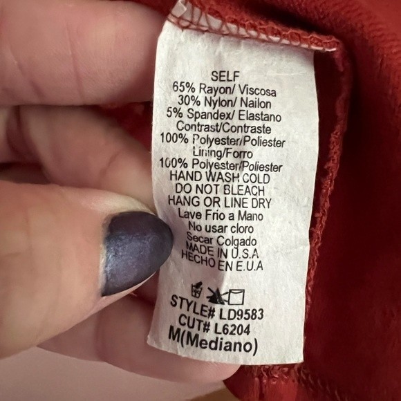 Orange Dress with Side Slit & Lace Detail, Medium, Sleeveless, Spaghetti Straps - Picture 13 of 13